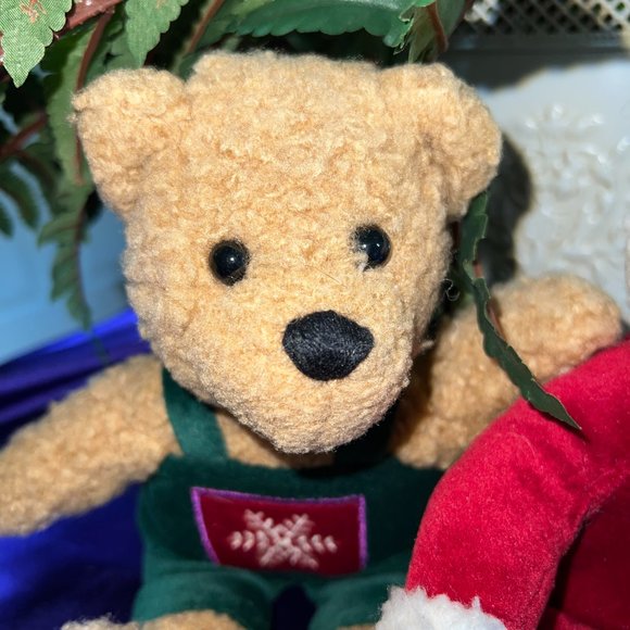 VTG📌Hallmark Christmas Kissing Mistletoe Teddy Bears Plush Animals Love & Kiss - Picture 4 of 14